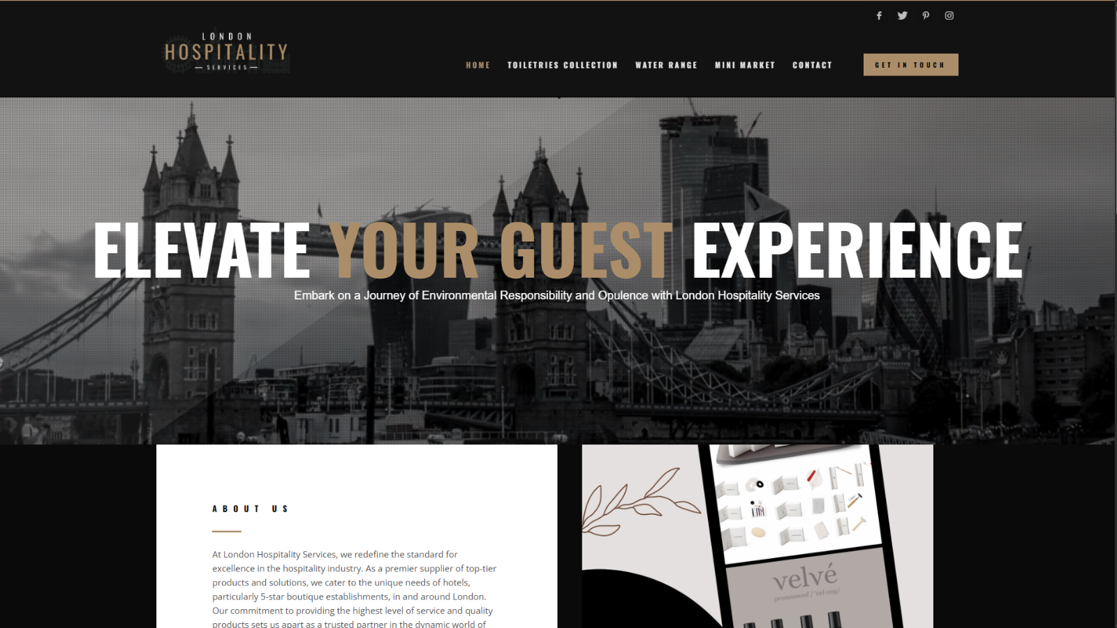 Hotel Products website design