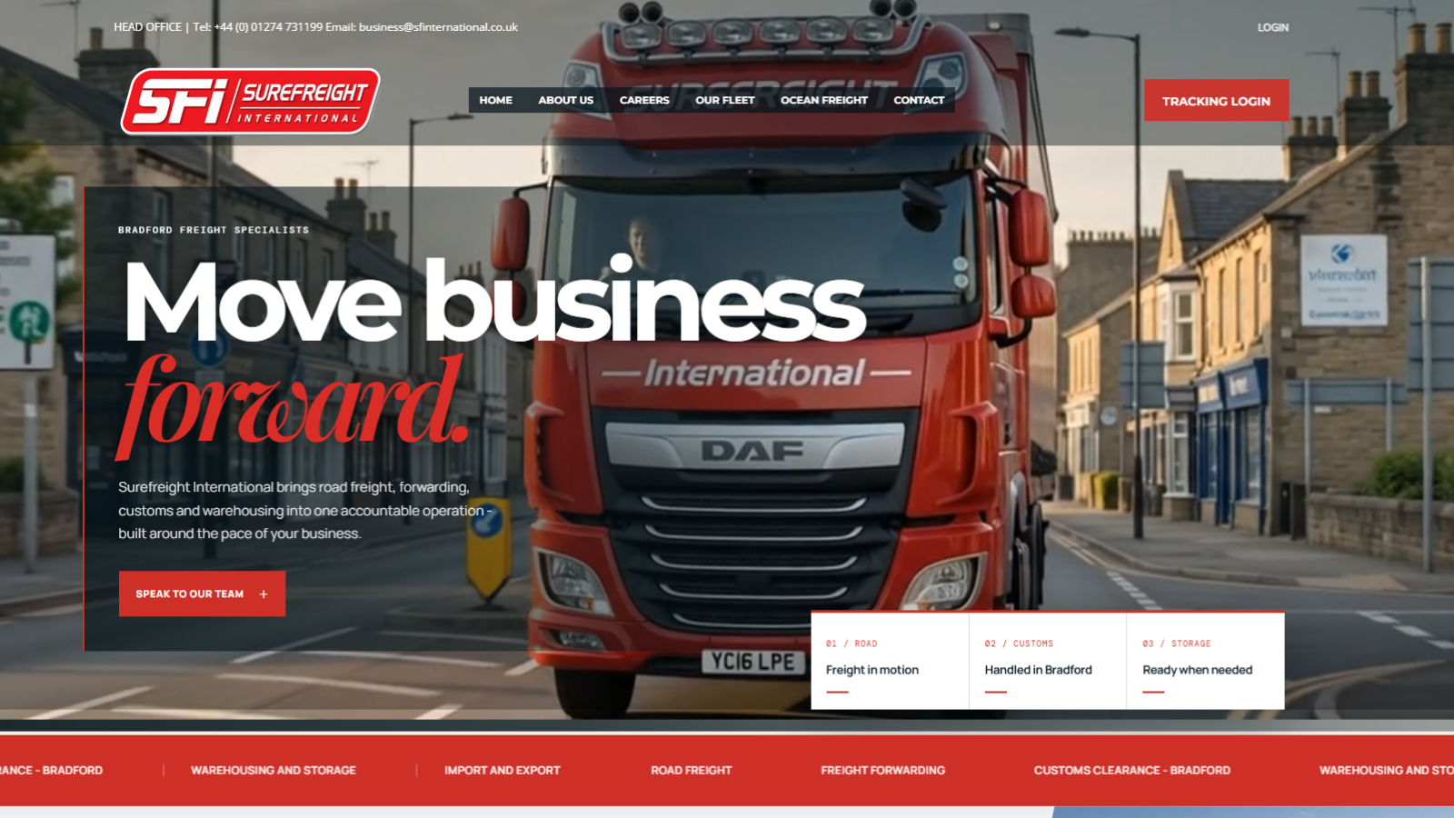 Surefreight website design